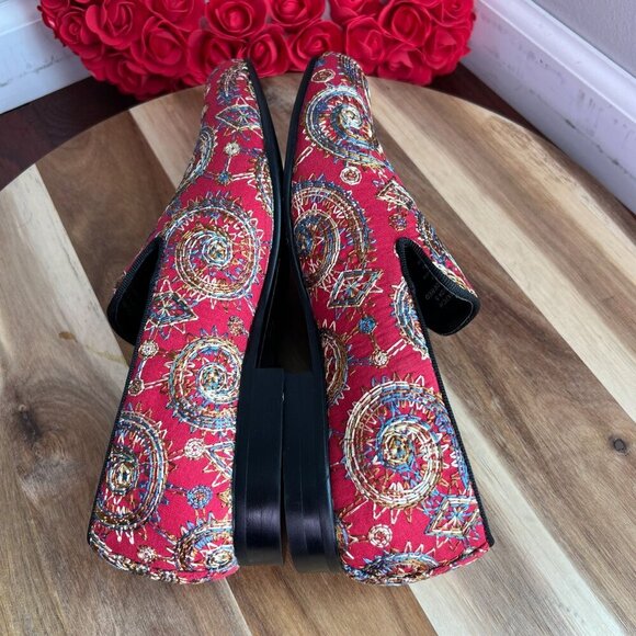 Tallia Orange Mens Quinzio Embroidered Loafer Padded Footbed 7.5M in Red Multi - Picture 10 of 13